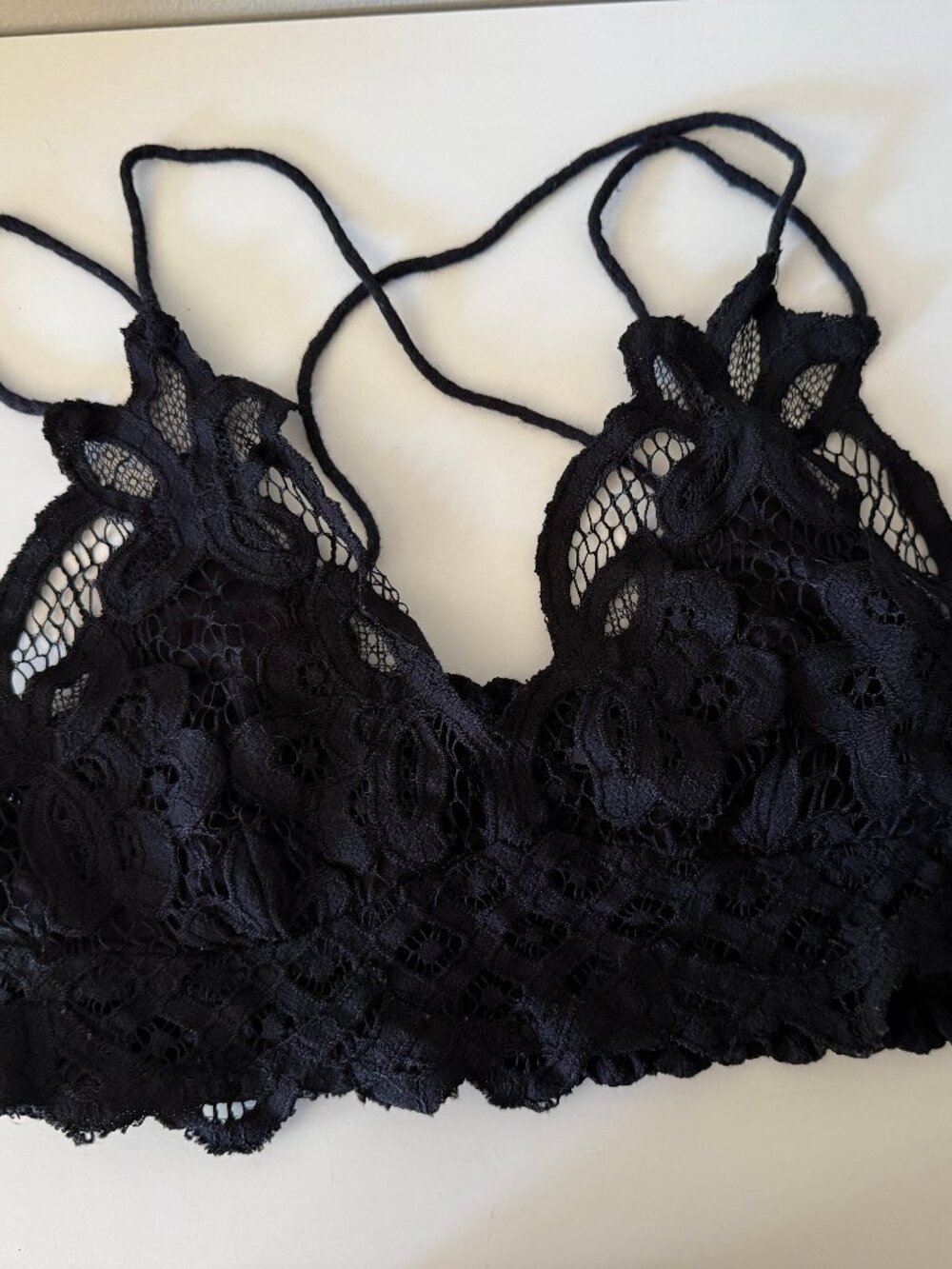 Free People Adella Crochet Lace Bralette Black Size Medium